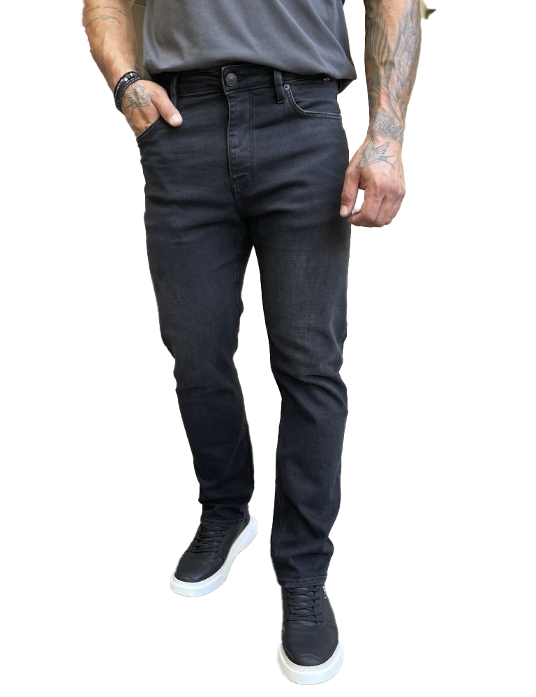 Ανδρικό μαύρο ξεβαμμένο τζιν σε ίσια γραμμή GB5571 φωτογραφία